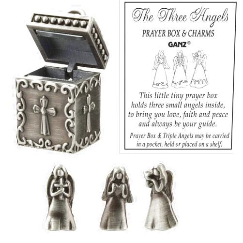 Ganz Angel Prayer Box Trinket - Triple Angels Charm Pewter