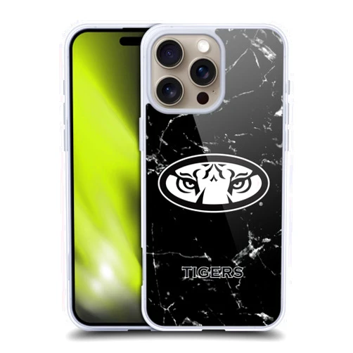 Head Case Designs Officially Licensed Auburn University AU Black and White Marble Soft Gel Case Compatible with Apple iPhone 16 Pro Max