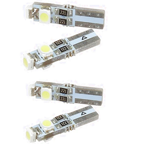 LEDpartsNow 5mm LED Light Bulbs for Vanity Mirror Sun Visors, T5, 70, 74 Basic Miniature Bulb (4 Pieces), WHITE