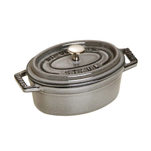 STAUB Cast Iron Oval Mini Cocotte, 11cm, Graphite Grey