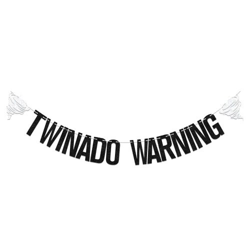 BOMXOI Twinado Warning Banner,Twins Birthday Baby Shower Party Decor,It's Twins,Double The Love,Twins Announcement Gender Reveal Birthday Baby Shower Party Decor Supplies Black