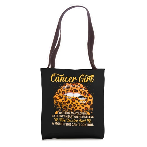 Cancer Girl Birthday Leopard Sexy Lip Zodiac Tote Bag
