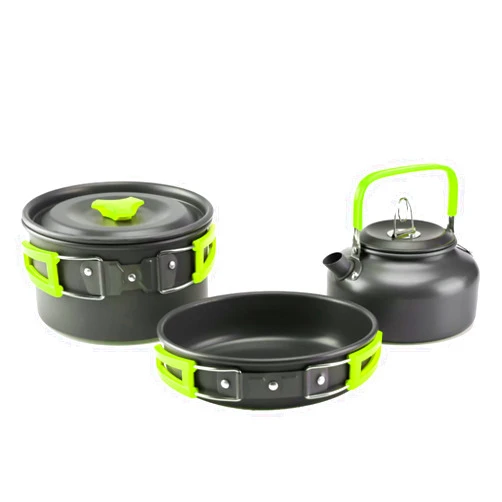 aiGear Camping Cooking Set Cookware Mess Kit with Storage Bag Pot Pan and Teapot Set Camping Accessories for Outdoor Camping Hiking Picnic Portable and Lightweight Aluminum