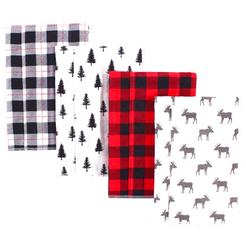 Hudson Baby Unisex Baby Cotton Flannel Burp Cloths, Moose, One Size