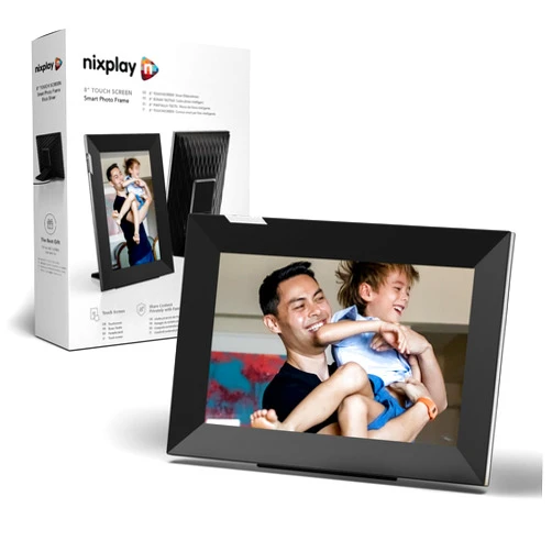 Nixplay 8 inch Touch Screen Digital Picture Frame with WiFi (W08K), Black-Silver, Share Photos and Videos Instantly via Email or App