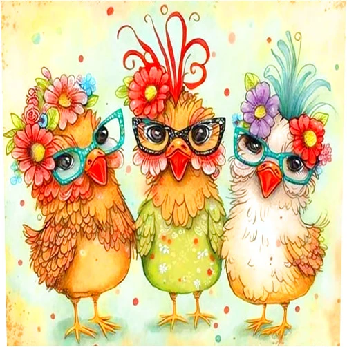 mrpwnle Chicken Diamond Painting Kits for Adults,DIY Chickens Diamond Art Kits for Beginners,5D Diamond Art Dotz Kits Round Full Drill Diamond Painting for Home Wall Decor Gift 12×12inch