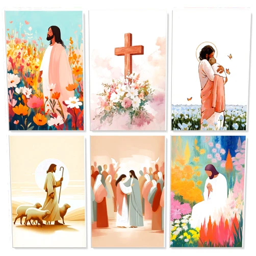 Yezavesu 6 Pack Paint by Numbers Kit for Adults Beginner 8x12 Inch, Jesus Adult Paint by Number Kits on Canvas Without Frame, DIY Acrylic Christ Religious Painting by Numbers for Home Wall Decor Gift