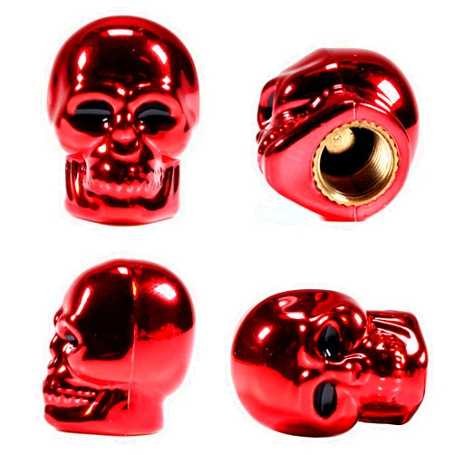 Dsycar Red Skull Valve Stem Caps Funny Cars Tires Valve Stem Caps Cover Cool Skull Head Universal for Cars SUV Bike Trucks Motorcycles (Red)