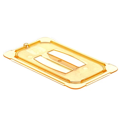 Carlisle FoodService Products 10490U13 StorPlus High Heat Universal Handled Food Pan Lid, Quarter Size, Amber