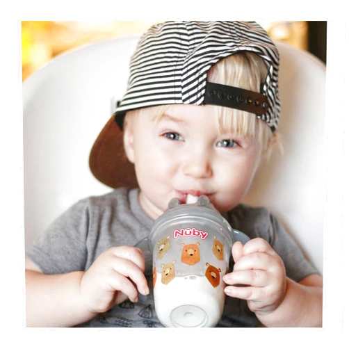 Nuby Tritan No Spill Flip N' Sip Twin Handle Printed Cup with 360 Weighted Straw, Colors May Vary
