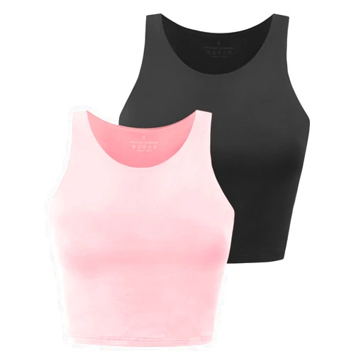 Yeawinta Workout Crop Tops for Women Cropped Racerback Halter Neck Shirts Sleeveless Yoga Tops Pack