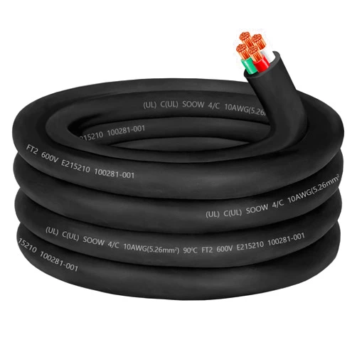 CLLOMAGY 10/4 Wire 10 Gauge SOOW Wire 10AWG 10/4,30 amp Cable SOOW Portable Power Cable 10 Gauge 4 Conductor Electric Cable 600V Extension Cord for Welder,Motor Lead,Battery Charger,RV Generator,Machinery-15ft