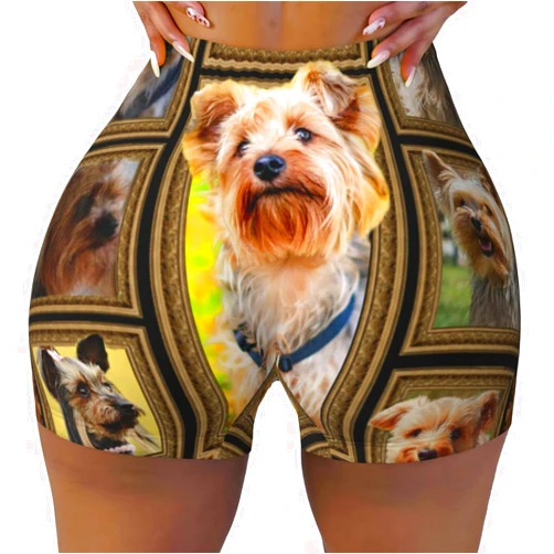 Xsovgoi German Shepherd Dog Women's High Waisted Workout Shorts, Gym Yoga Running Sport Fitness Shorts
