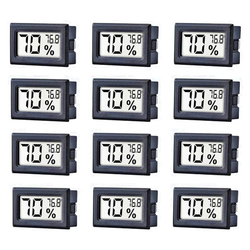 Pgzsy 12 Pack Pgzsy Mini Small Digital Electronic Temperature Humidity Meters Gauge Indoor Thermometer Hygrometer LCD Display Fahrenheit (℉) for Humidors, Greenhouse, Garden