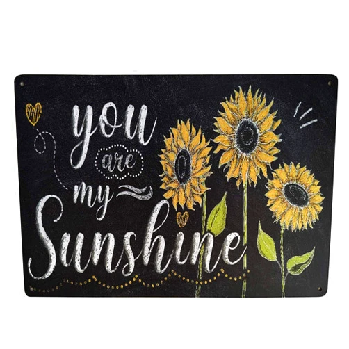 ZOVSON You Are My Sunshine Vintage Sunflower Tin Sign Wall Poster Plaque for Home Kitchen Bar Coffee Shop 8X12Inch