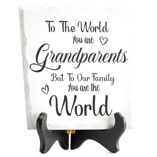 LukieJac Grandparents Gifts from Grandkids Ceramic Plaque for Grandpa & Grandma Gift Ideas Home Decor, Thanksgiving, Christmas, New Year, Grandparents Day, Wedding Anniversary and Birthday Gifts