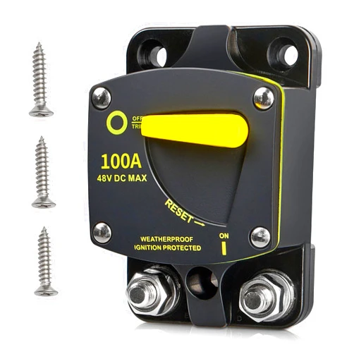RED WOLF BS6100 100A Amp Circuit Breaker W/Manual Reset Switch DC 12-48V for Car Audio RV Marine Boat Truck Trolling Motors Stereo Audio Electronic Battery Solar System
