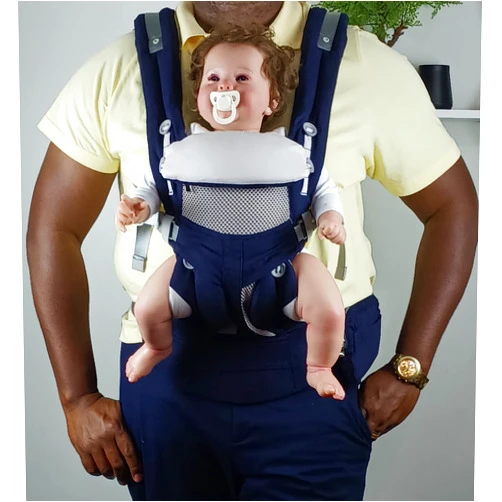 Fiducia Baby FiduciaBaby Carrier 360 Ergonomic Air Breathable Mesh Surface Newborn to Toddler Baby Carrier (Dark Blue)