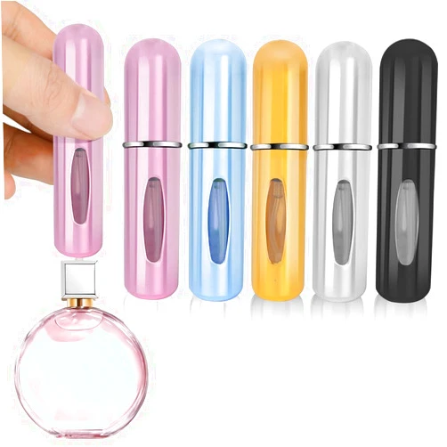 IDeep Refillable Perfume Atomizer Bottle, 5Pcs Portable 5ml Mini Refillable Perfume Spray Scent Pump Case Perfume Dispenser Pump Transfer Tool for Travel