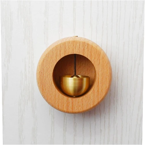 SANYGE Wood Suction Door Type Wind Chime Beech Copper Bell Solid Wood Entry Door Hanging Decoration Round doorbell Rotundity
