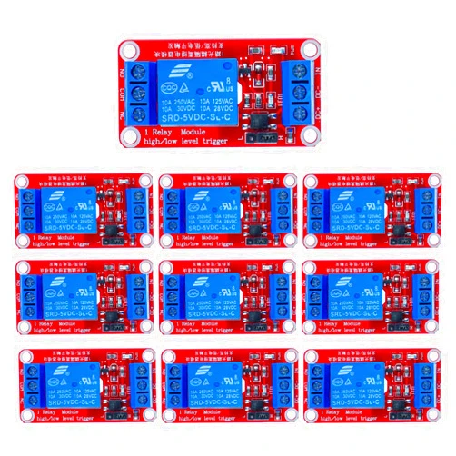 HUAREW 5V One Channel Relay Module Relay Switch with OPTO Isolation High Low Level Trigger (Pack of 10)
