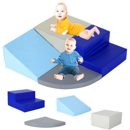 BLKMTY Kids Corner Climber 4-Piece Set Climbing Toys for Toddlers 1-3, Soft Babies Climb Foam Play Set Safe Indoor Baby Crawling Foam Blocks Children Foam Toys for Kids Crawling and Sliding, Blue