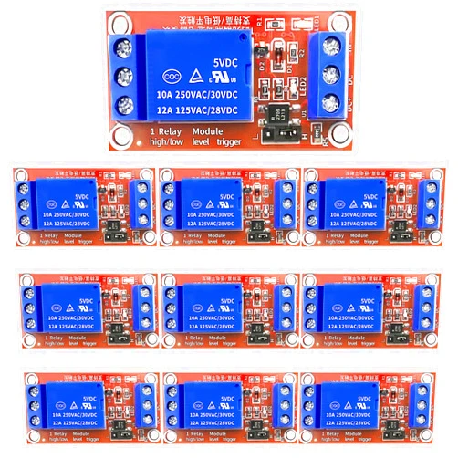 CenryKay 5V 1 Channel Relay Module，10PCS 5v Relay Module Board Switch Optocoupler Support High and Low Level Trigger for Arduino
