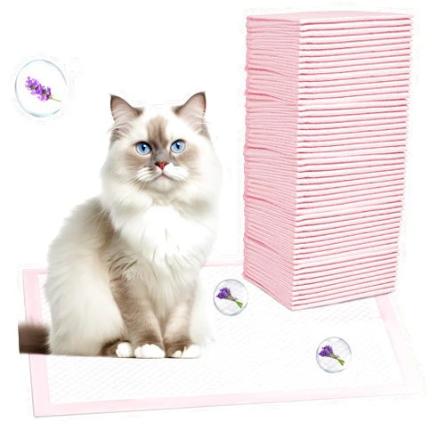 MKOBAT 50 Count Cat Litter Pads 16.9 x 11.4 Inch Lavender Scented Pink Pee Pads for Cats Super Absorbent Leak-Proof Cat Pad Refills for Tidy Cats Breeze Litter System (50 Count)