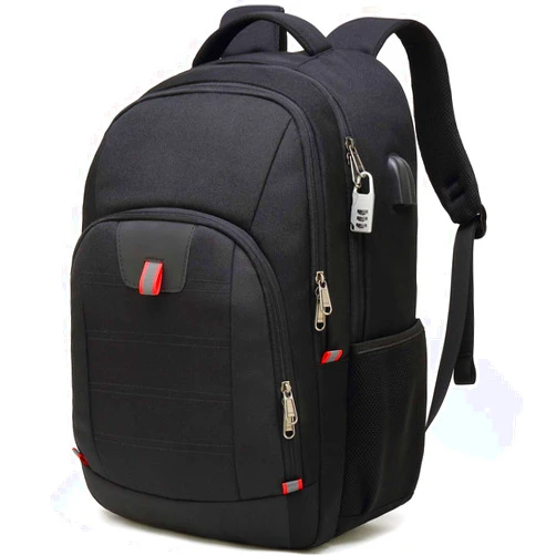 Della Gao Travel Laptop Backpack, Large Anti Theft Backpack for Men and Women with USB Charging Port, Water Resistant Big Business Computer Backpack Bag Fit 17 Inch Laptop, Black