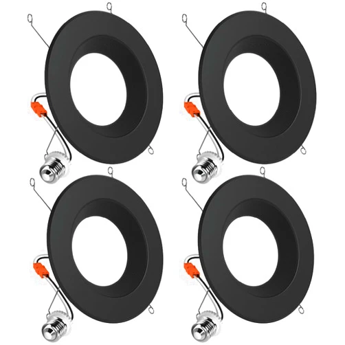 Sunco Lighting Sunco 4 Pack 5CCT Black LED Recessed 6 Inch, 2700K/3000K/3500K/4000K/5000K Selectable, Dimmable Can Lights, Baffle Trim, 13W=120W, 869 LM, Damp Rated, Retrofit Installation - UL Listed