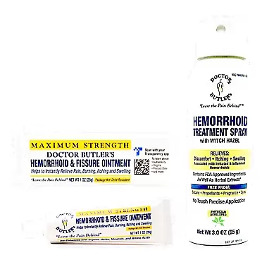 Doctor Butler's Hemorrhoid & Fissure Ointment and Spray - Hemorrhoid Treatment Bundle