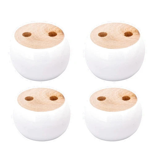 Doublelife Furniture Legs 4pcs 40mmx67mm White Eucalyptus Wood Round Bun Furniture Feet Sofa Cabinet Couch Leg