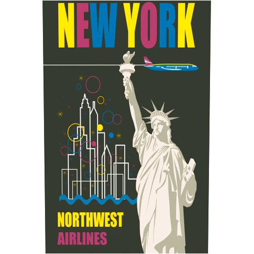 EzPosterPrints - Vintage Style Travel Poster Series- Poster Printing - Wall Art Print For Home Office Decor - New-York - 16X24 Inches