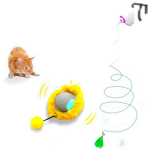 Sofolor Smart Interactive Cat Toys Ball and Interactive Cat Feather Toys, Hanging Electric Cat Toys for Indoor Cats