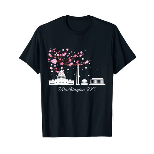 Washington DC Cherry Blossom Designs Washington DC Cherry Blossoms Monuments Memorials T-Shirt