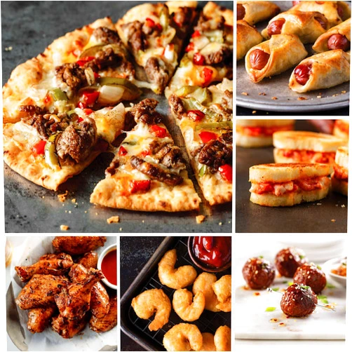 Omaha Steaks Game Day Favorites Pack (Artisan Flatbread: Filet Mignon Cheesesteak, Fully Cooked Chicken Wings, Redhook Ale Beer-Battered Shrimp, Italian-Style Beef Meatballs, and more)