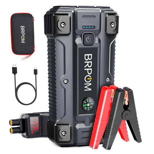 BRPOM Car Jump Starter, 4000A Peak 23800mAh (Up to 10.0L Gas or 8.0L Diesel Engine, 50 Times) 12V Auto Booster Battery Charger Jump Box with Quick Charger Smart Jump Cables
