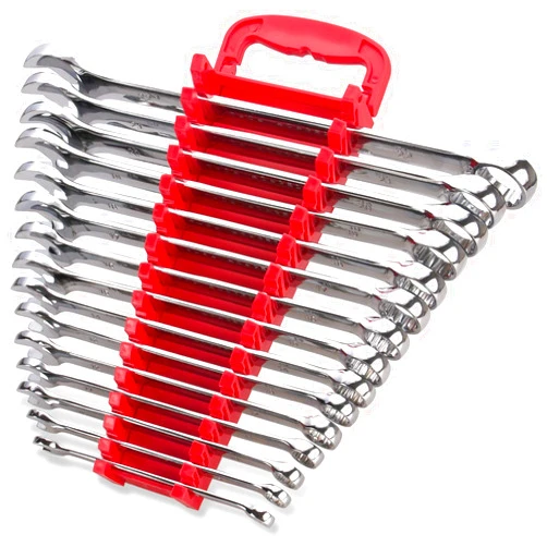 EFFICERE Max Torque 15-Piece Premium Combination Wrench Set, Chrome Vanadium Steel, Long Pattern Design | Include Metric Sizes 8, 9, 10, 11, 12, 13, 14, 15, 16, 17, 18, 19, 20, 21, 22mm with Storage Rack