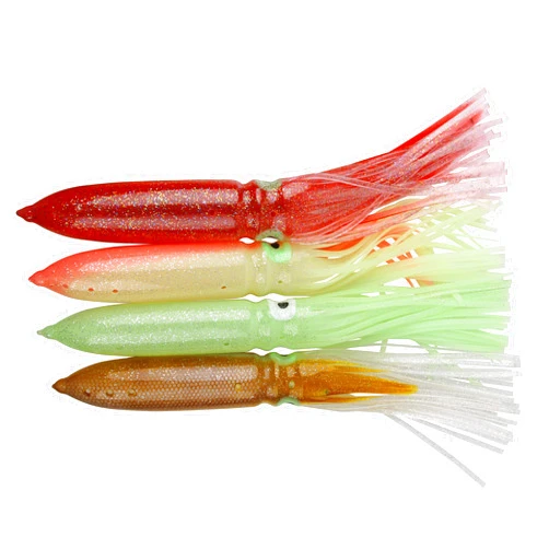 Shaddock Fishing Squid Skirts Fishing Lures – 4pcs Mixed Colors Glow Octopus Plastic Lures Fishing Soft Baits 11.8