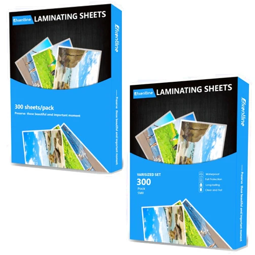 Eficentline 300 Pack 3 Mil Thermal Laminating Pouches - Bundle 300 Pack 5 Mil Thermal Laminating Pouches