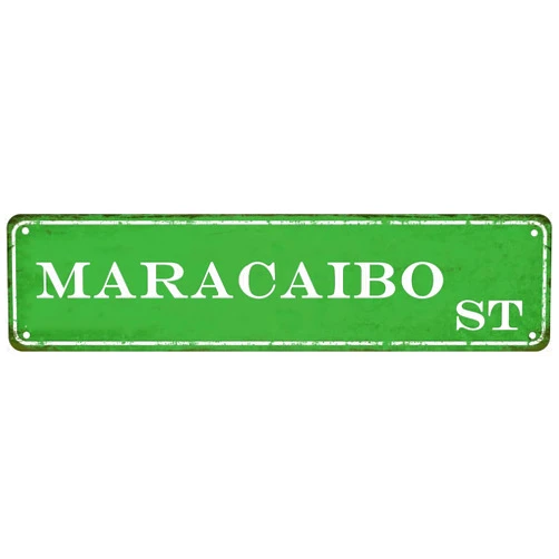 VASAJEEVANI Maracaibo Green Country Street Tin Sign Funny Retro Avenue Lane Sign In Street Signs For Bedroom Wall Art Decor 16X4 Inches