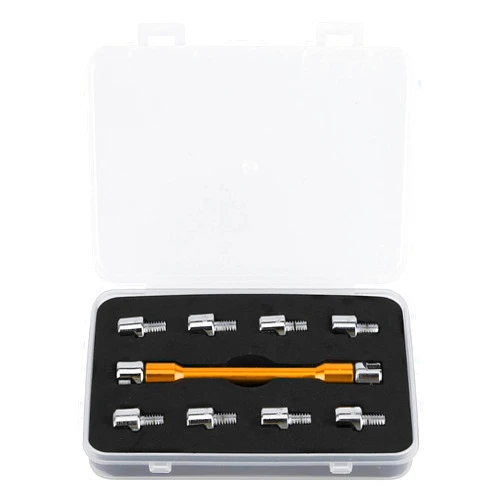 Ejoyous Motorcycle Spoke Wrench CNC Spanner Set Length 93mm/3.7in with 10 Interchangeable Tips and Storage Case for Most Motorbike(B (golden))