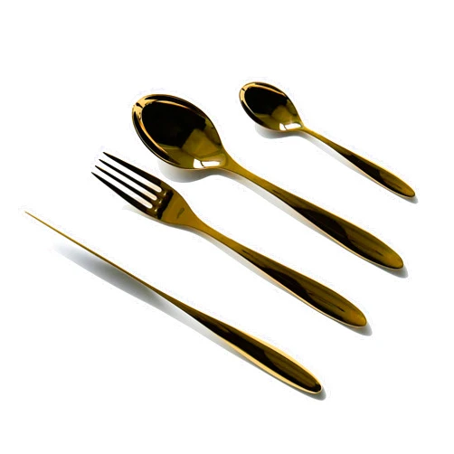 Blue Chilli Design Cutlery set gold dishwasher safe (shiny), 30-piece set, cutlery set for 6 people, design: Avant, cutlery modern