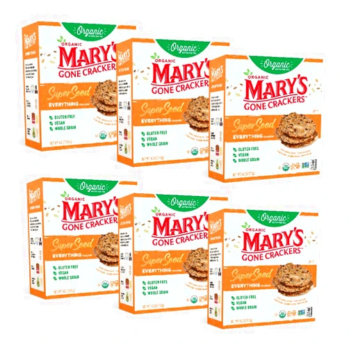 Mary's Gone Crackers Super Seed Everything Crackers, Vegan Friendly, Kosher, USDA Certified Organic, Gluten Free & Non-GMO, 4 Ounce (Pack of 6)