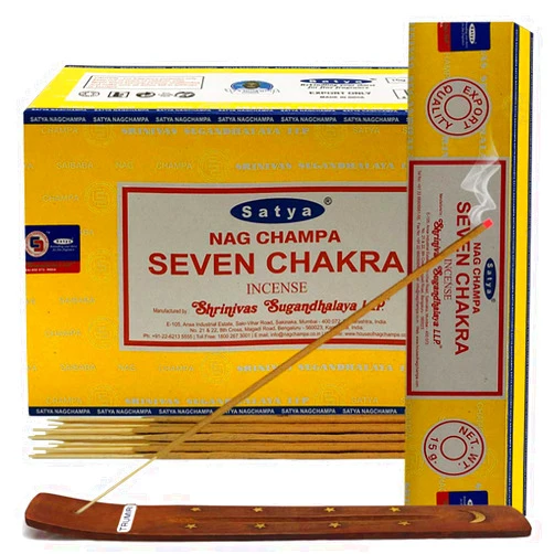 TRUMIRI Seven Chakra Incense Sticks and Incense Stick Holder Bundle Insence Insense Satya Incense