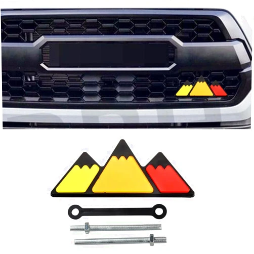 WUSFAR TRD Grille Decor Badge Tri-Color Emblem Snow Mountain Compatible with Toyota 4Runner Tacoma Tundra & Other Mesh or Slotted Grille (Red Orange Yellow)