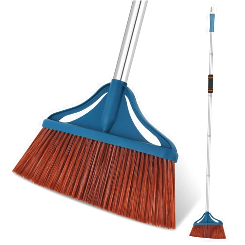 QIOJIRMU Outdoor Broom,Heavy-Duty Extra Long Handle Broom-58 inches,Large Commercial Angle Broom for Sweeping Indoor Kitchen Office Lobby Courtyard Garage