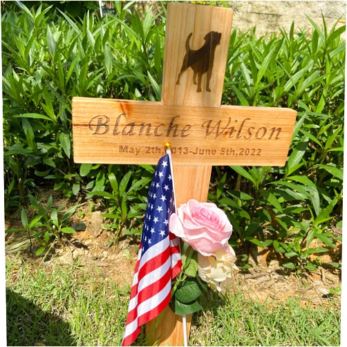 SHINCEL Personalized Wooden Memorial Crosses Stake for Pets,Dog,Cat,Roadside,Outdoor,Cemetery Graveside,Funerial, Custom Plaque Grave Marker for Loved Ones,Headstone Replacement