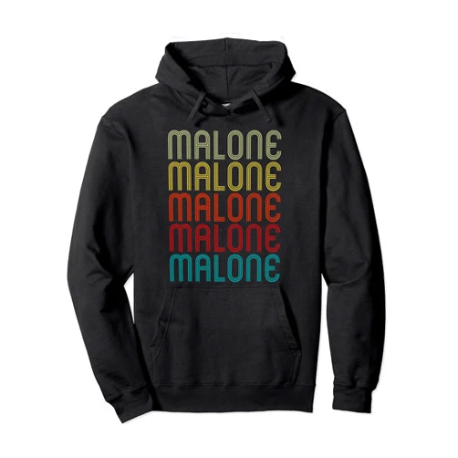 Malone Cool Given First or Last Surname Malone Retro Vintage Style Name Gift Pullover Hoodie