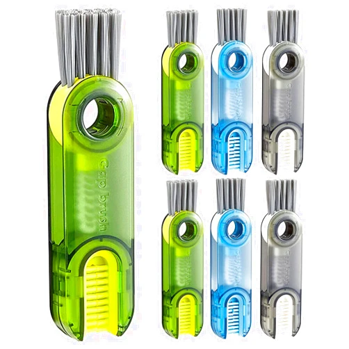 AOSORW 6 Pack 3 in 1 Multifunctional Cleaning Brush, Cup Lid Gap Cleaning Brush Set, Insulation Bottle Cleaning Tools, Mini Mutipurpose Tiny Silicone Cup Holder Cleaner Home Kitchen Cleaning Tools